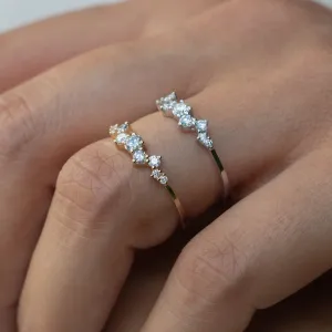  14K White Gold Diamond Cluster Ring 