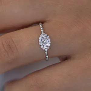14K White Gold Diamond Evil Eye Ring