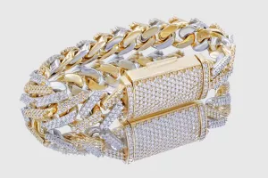 15mm Diamond Solid Gold Miami Cuban Prong Set Bracelet