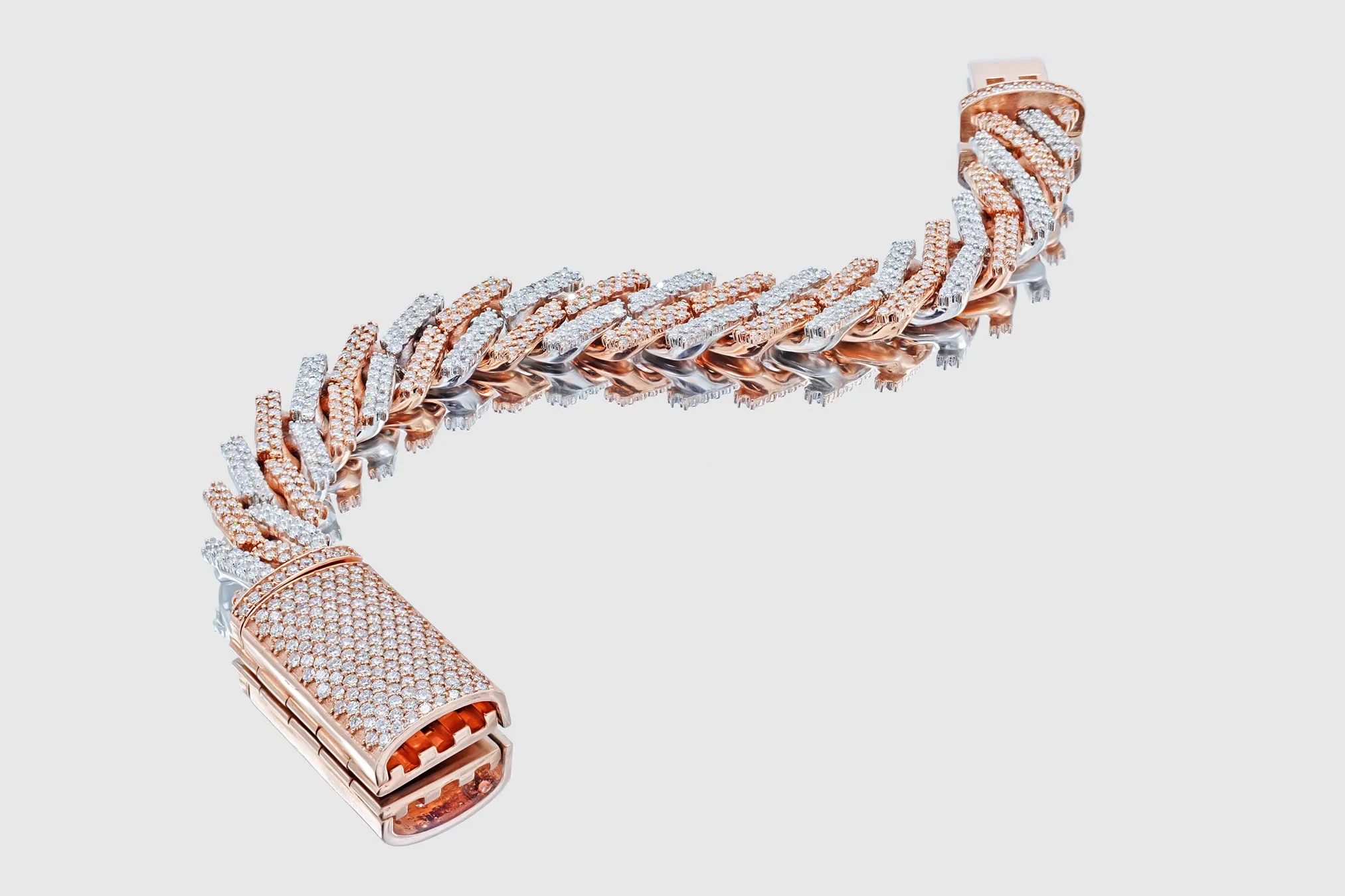 15mm Diamond Solid Gold Miami Cuban Prong Set Bracelet