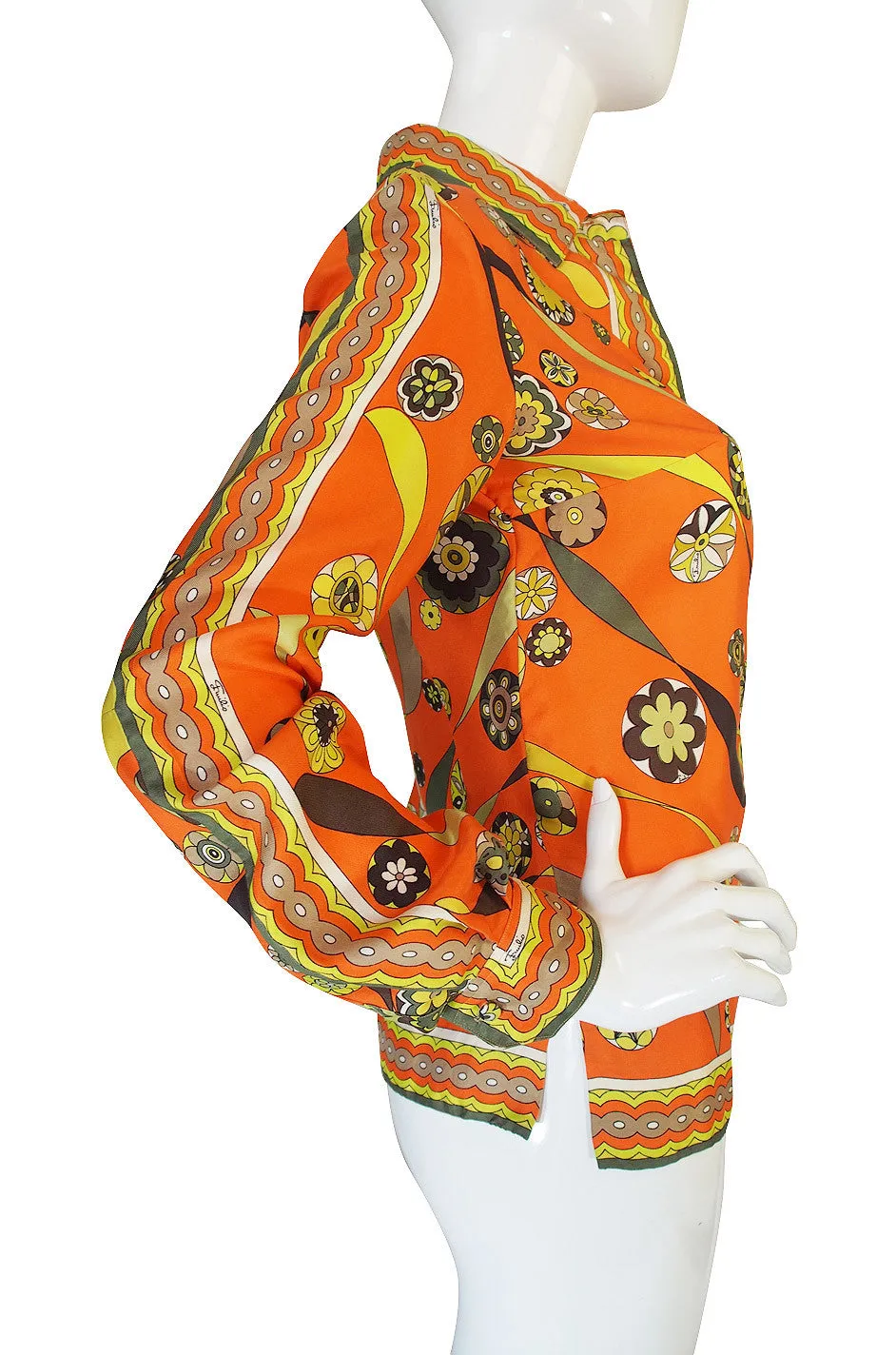 1960s Gorgeous Citrus Emilio Pucci Silk Twill Top