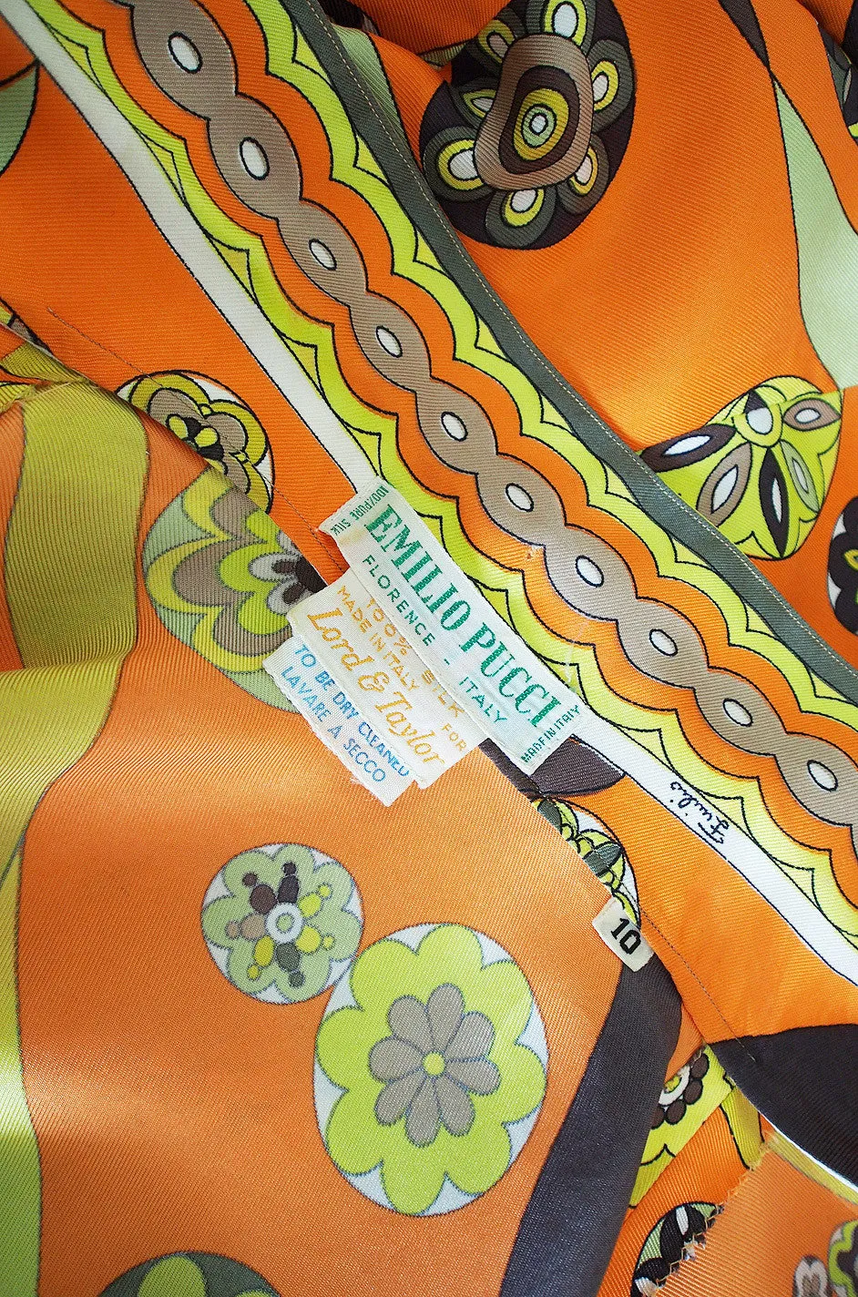 1960s Gorgeous Citrus Emilio Pucci Silk Twill Top