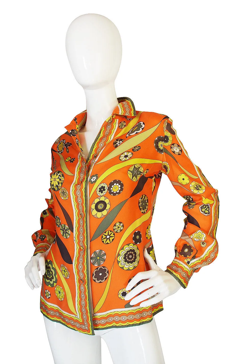 1960s Gorgeous Citrus Emilio Pucci Silk Twill Top