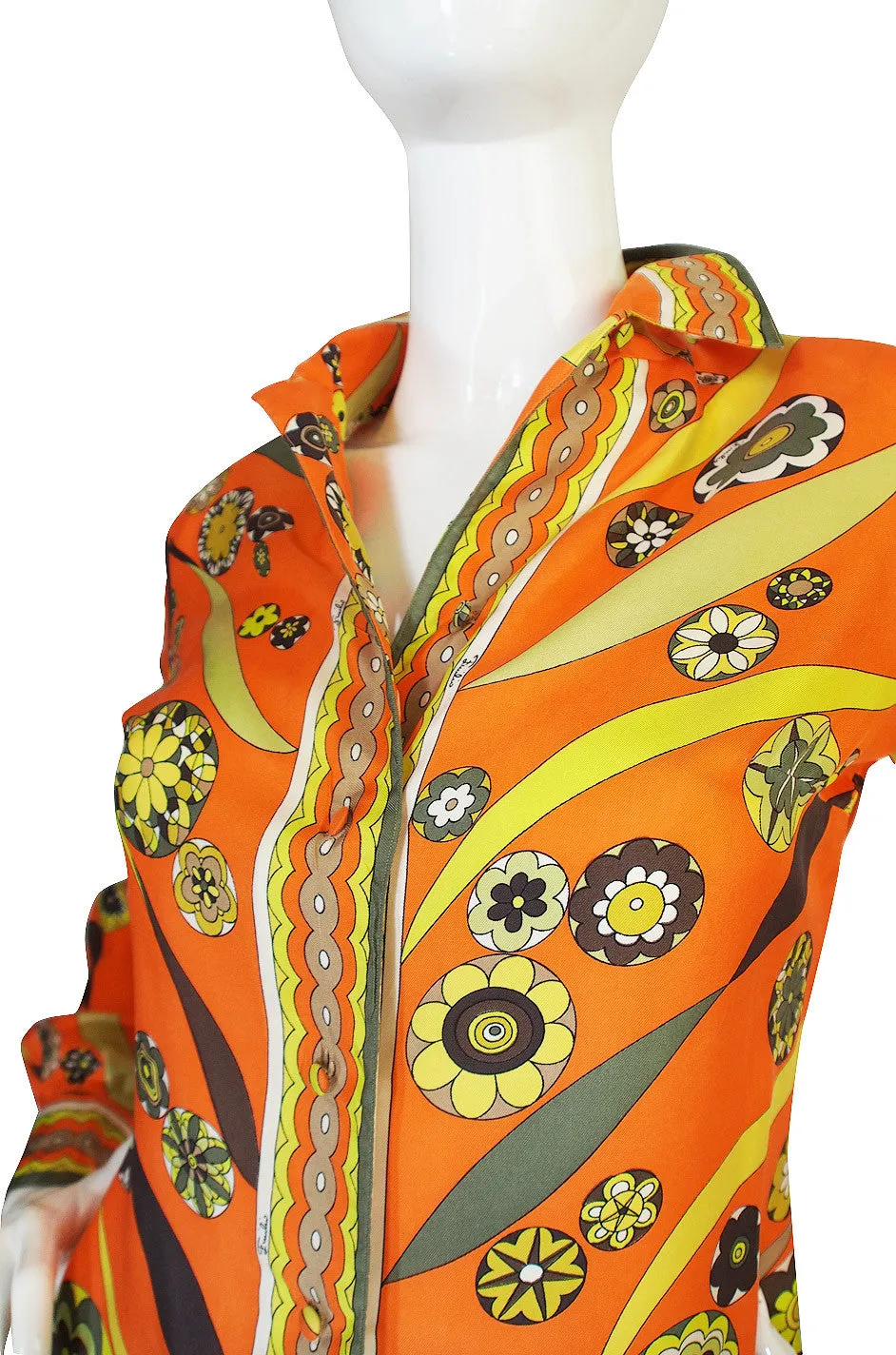 1960s Gorgeous Citrus Emilio Pucci Silk Twill Top
