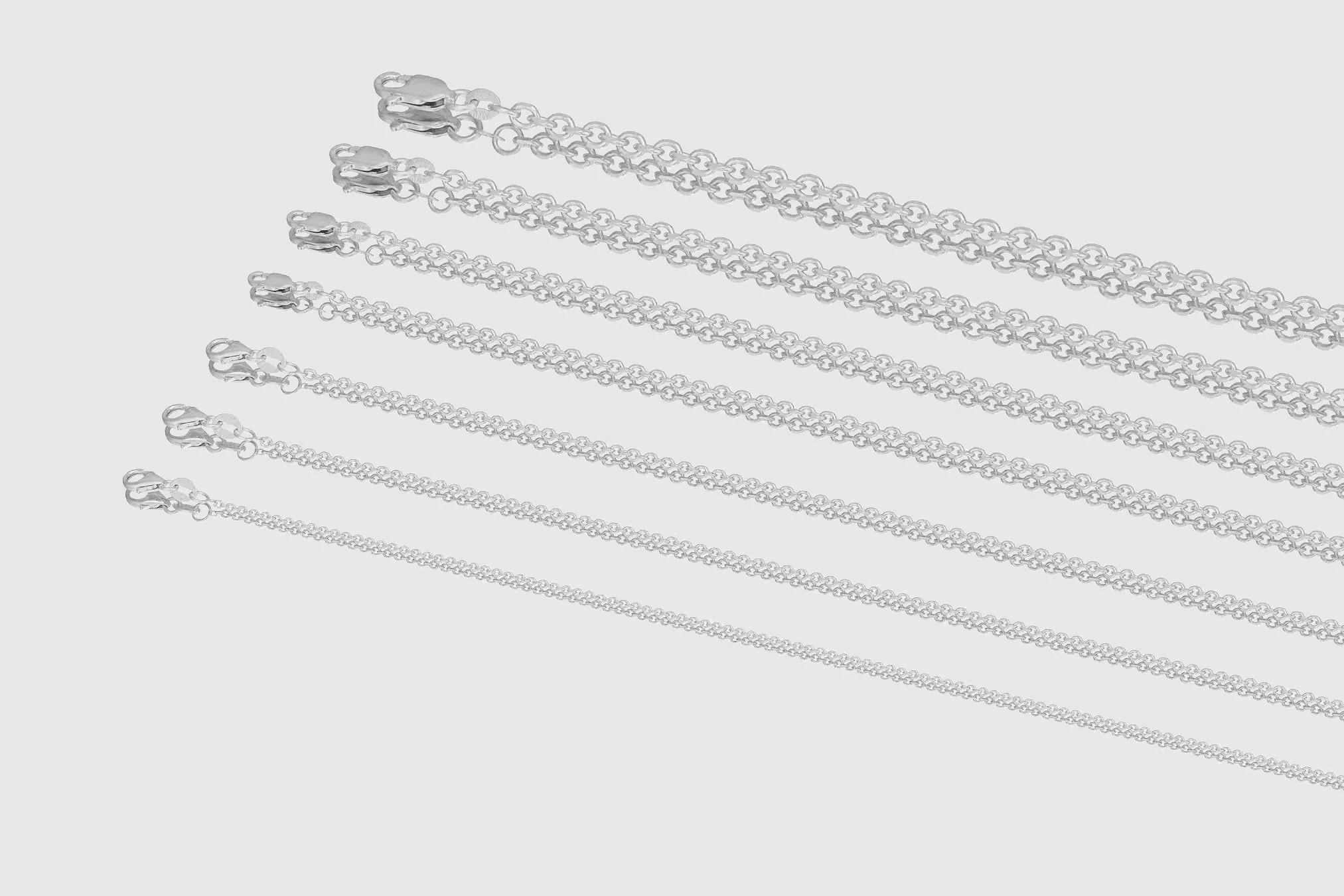 1mm - 3mm Cable Necklace - 14k White Gold
