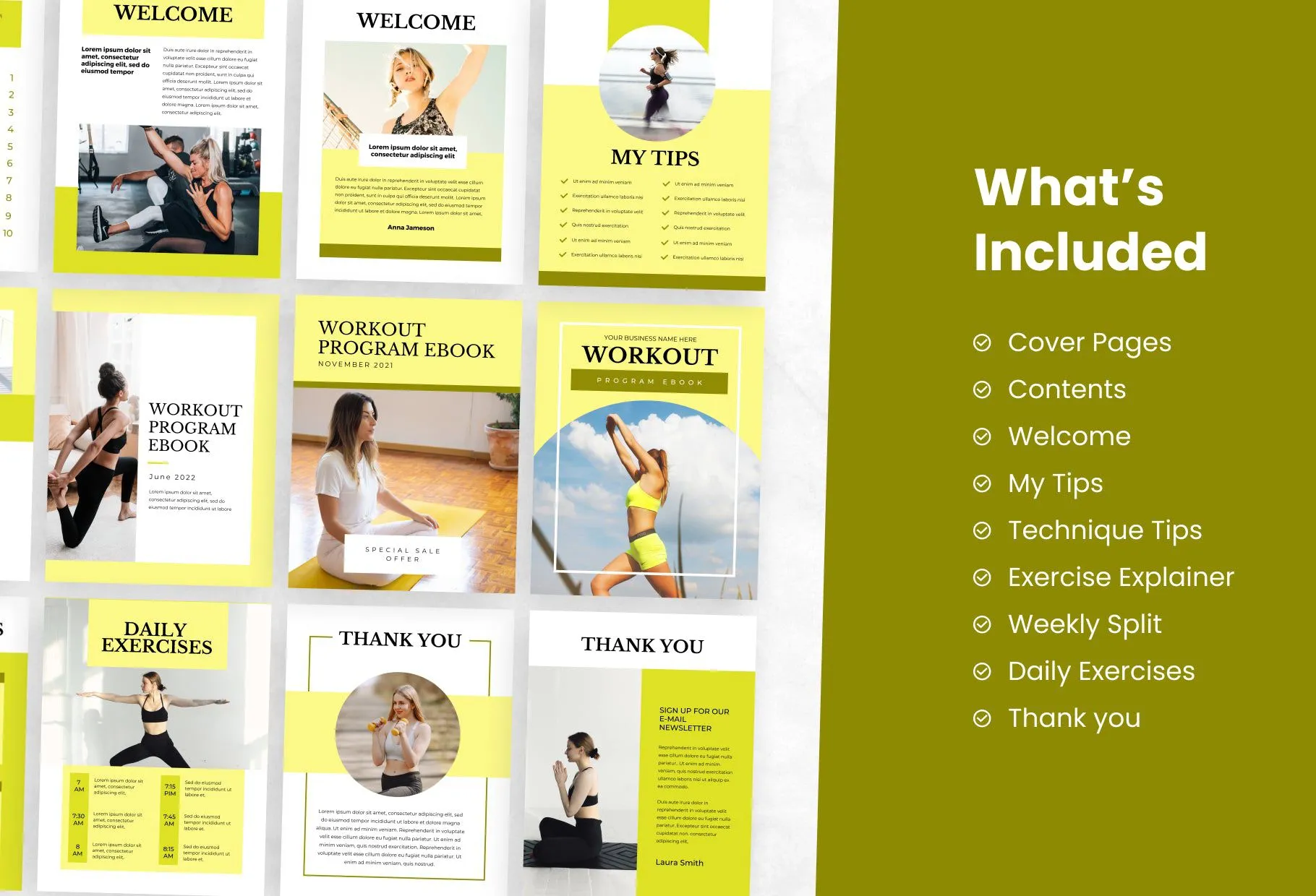 21 Page Workout Program Ebook Citrine Canva Templates