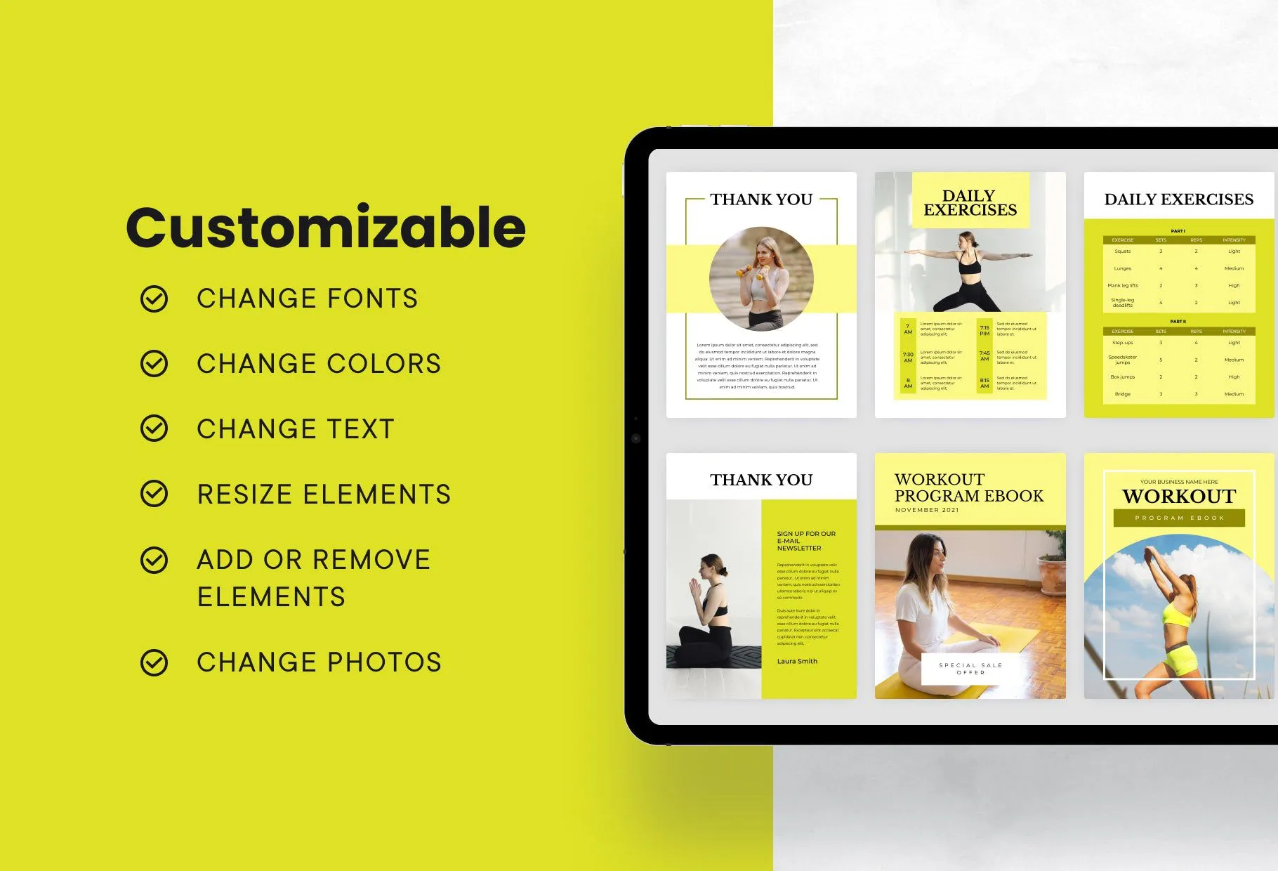 21 Page Workout Program Ebook Citrine Canva Templates