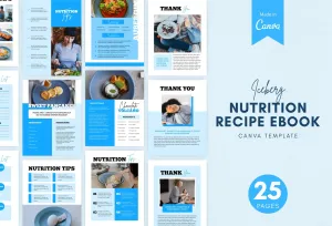 25 Page Nutrition Recipe Ebook Iceberg Editable Canva Templates