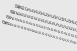 2.5mm - 10mm Solid Cuban Curb Necklace - 14k White Gold