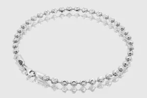2mm - 5mm Moon Cut Bead Bracelet - 14k White Gold