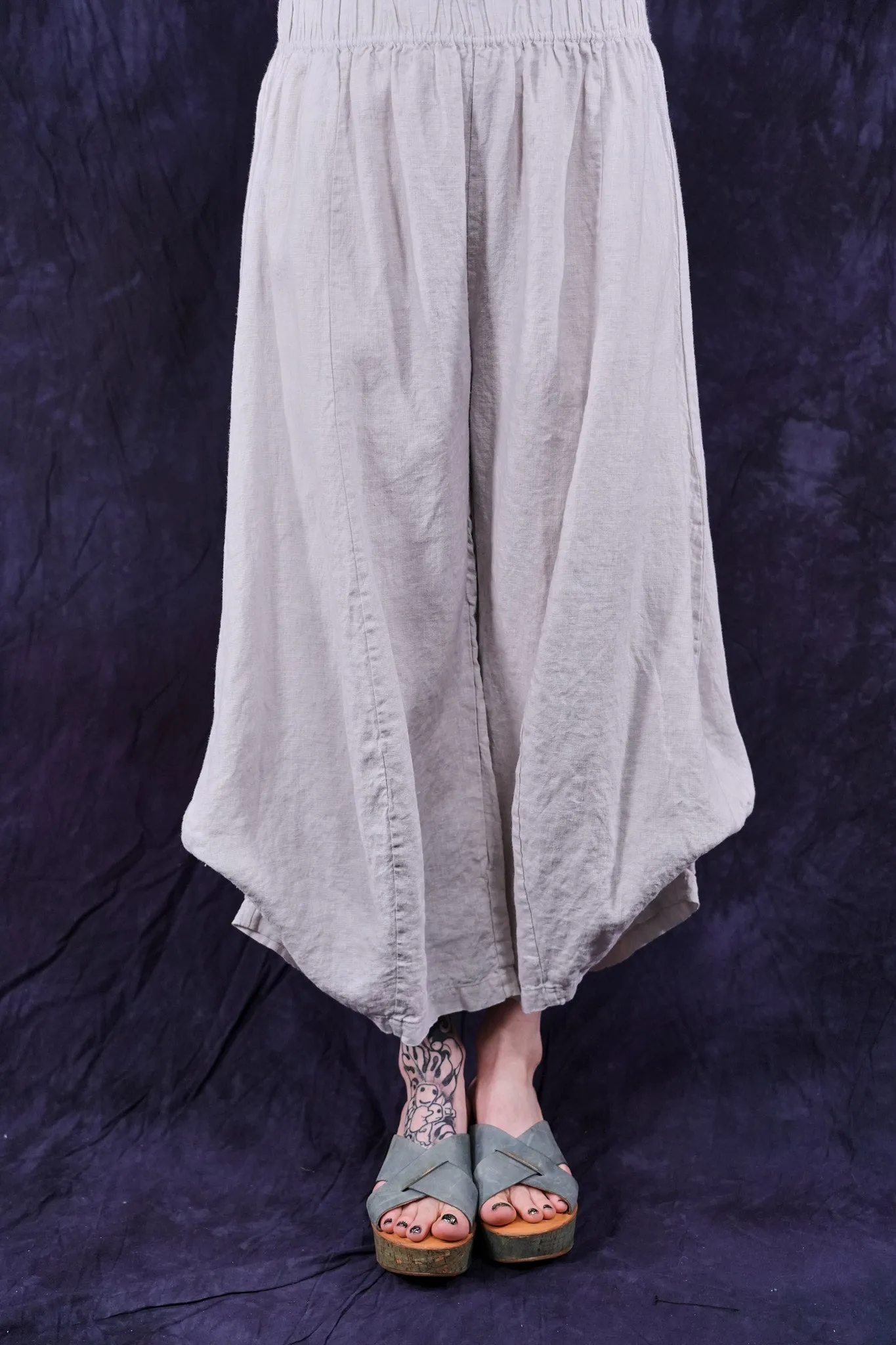 3296 Crop Linen Billow Pant-Dove-U