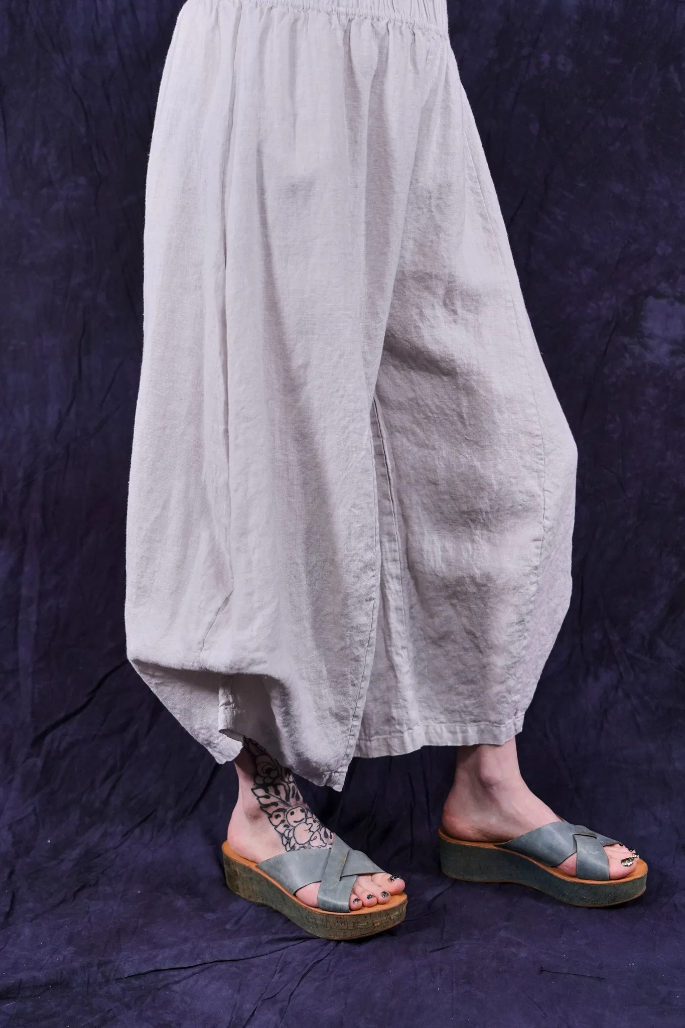 3296 Crop Linen Billow Pant-Dove-U