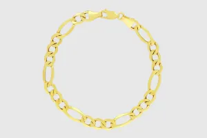 3.5mm - 12mm Solid Figaro Bracelet - 10k Yellow Gold
