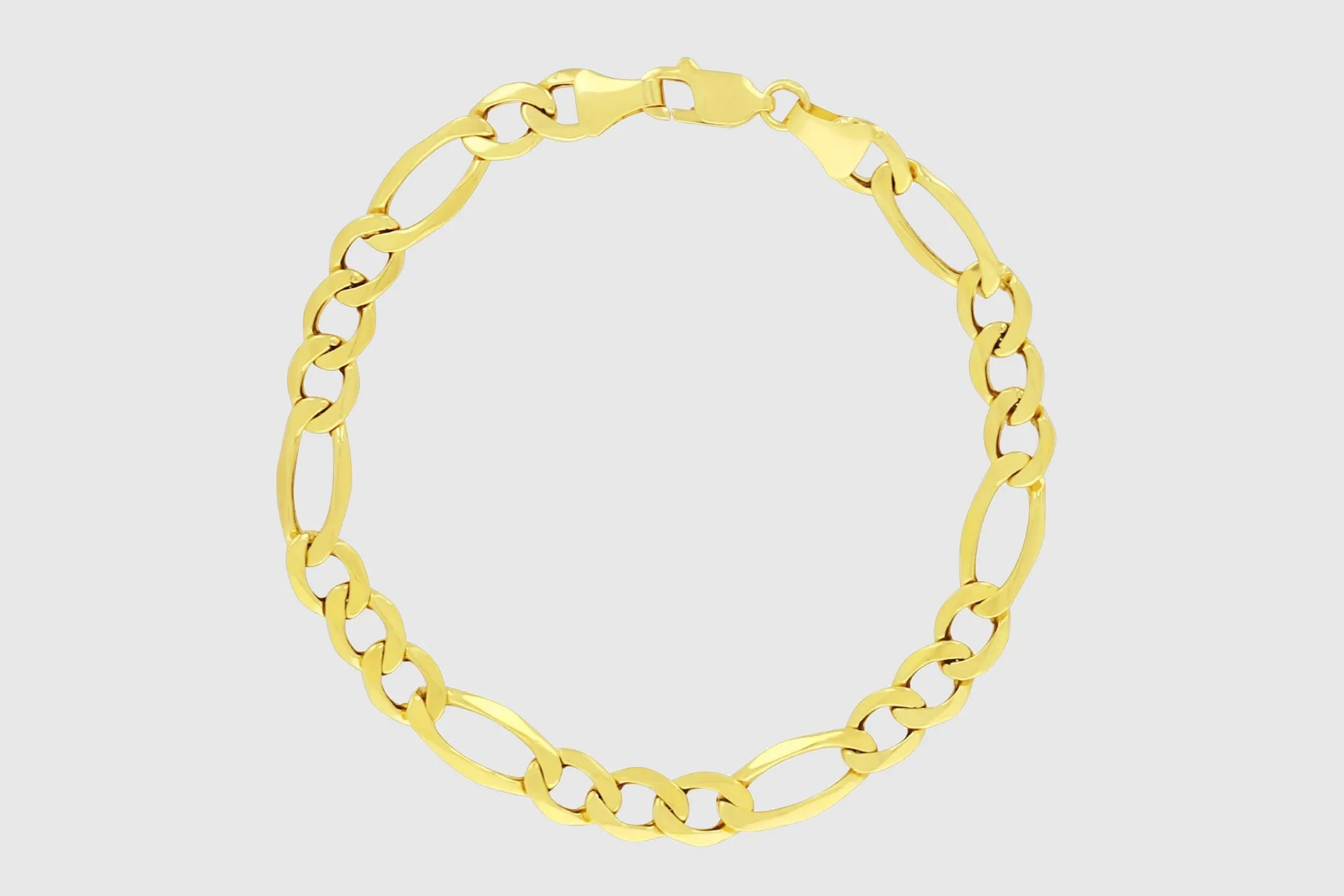 3.5mm - 12mm Solid Figaro Bracelet - 10k Yellow Gold