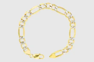 3.5mm - 12mm Solid Figaro Diamond Cut Bracelet - 10k Yellow Gold