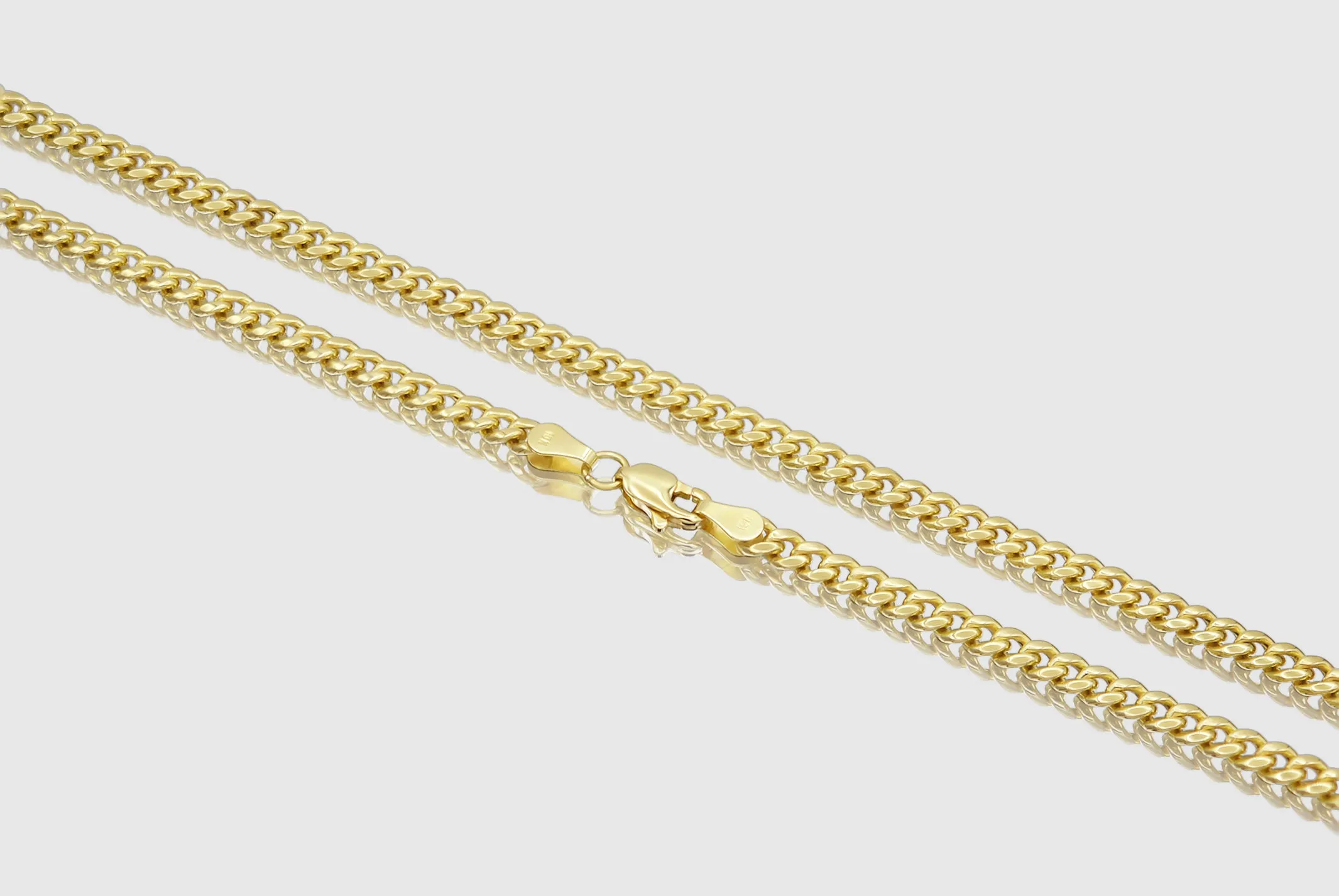 3.75mm Hollow Miami Cuban Yellow Gold Necklace