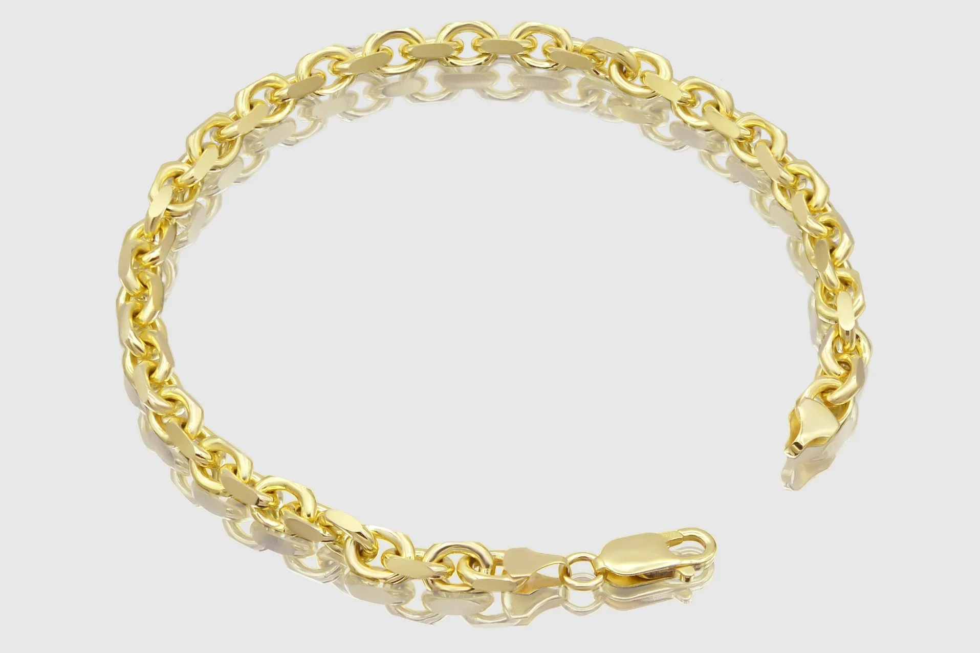 3mm - 8mm 10k Solid Heavy Cable Link Yellow Gold Bracelet