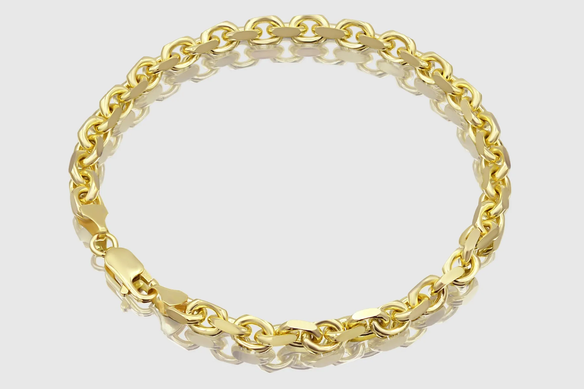 3mm - 8mm 10k Solid Heavy Cable Link Yellow Gold Bracelet