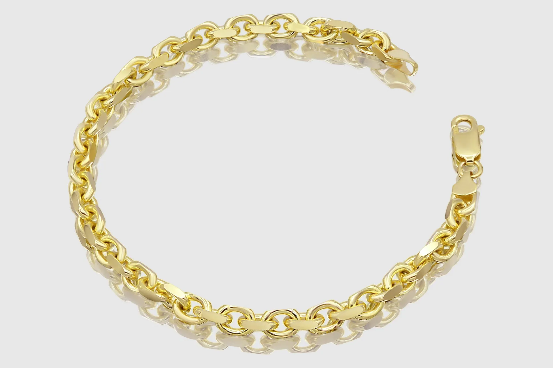 3mm - 8mm 10k Solid Heavy Cable Link Yellow Gold Bracelet
