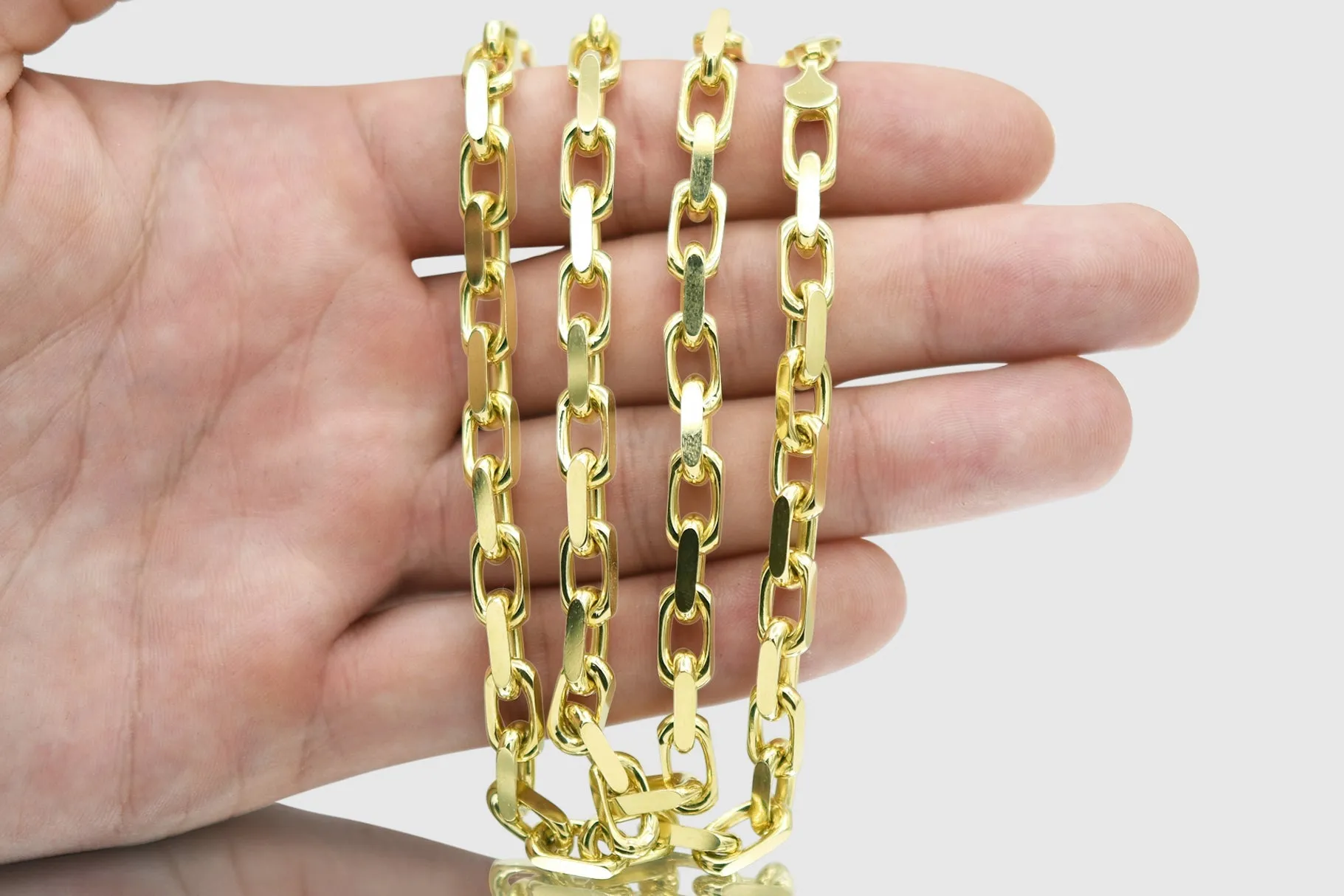 3mm - 8mm 10k Solid Heavy Cable Link Yellow Gold Necklace