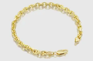 3mm - 8mm 18k Solid Heavy Cable Link Yellow Gold Bracelet