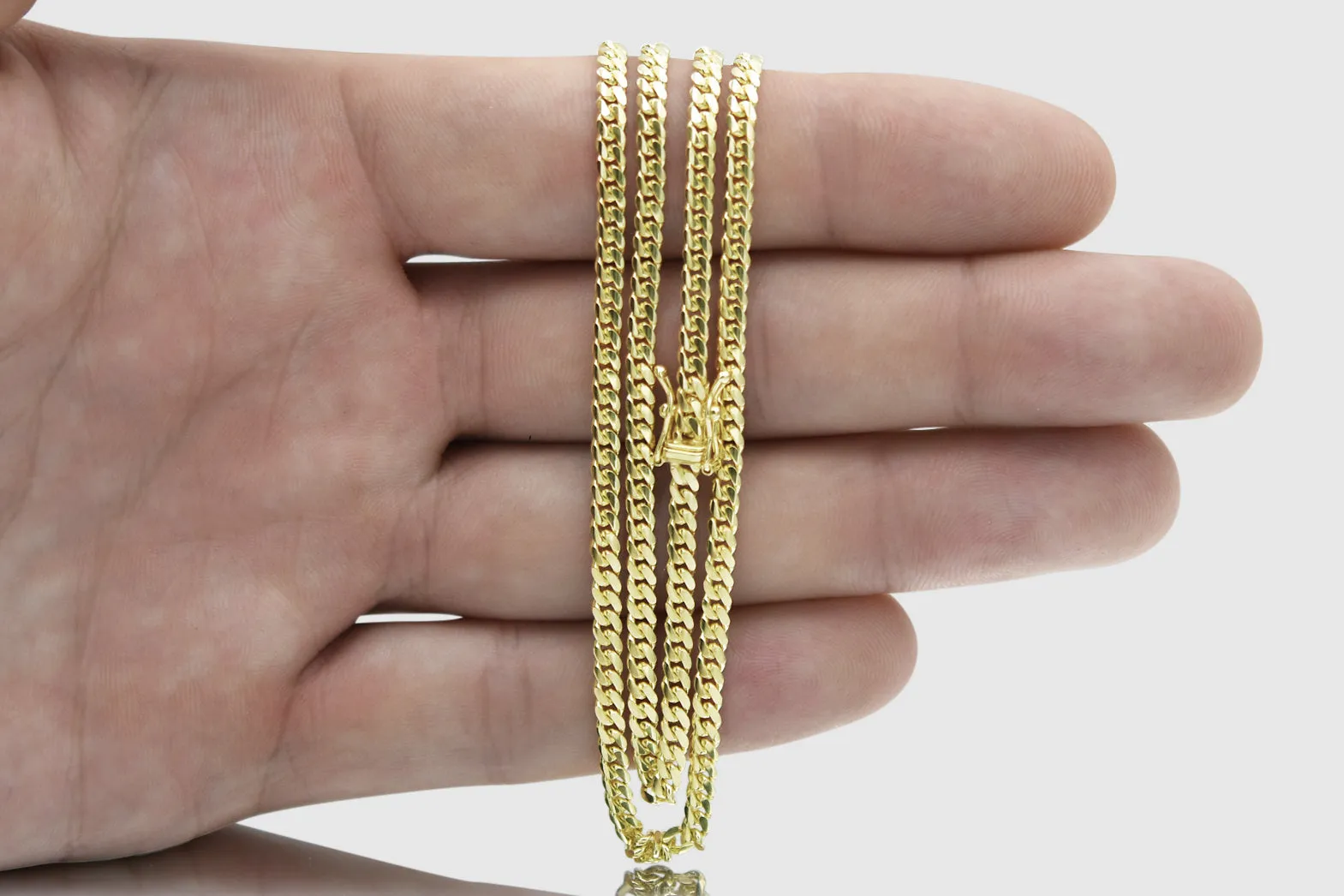 3mm Solid Miami Cuban Gold Necklace