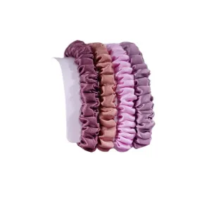 4 Pack Skinny Silk Scrunchies - Contrasting - dropshipping
