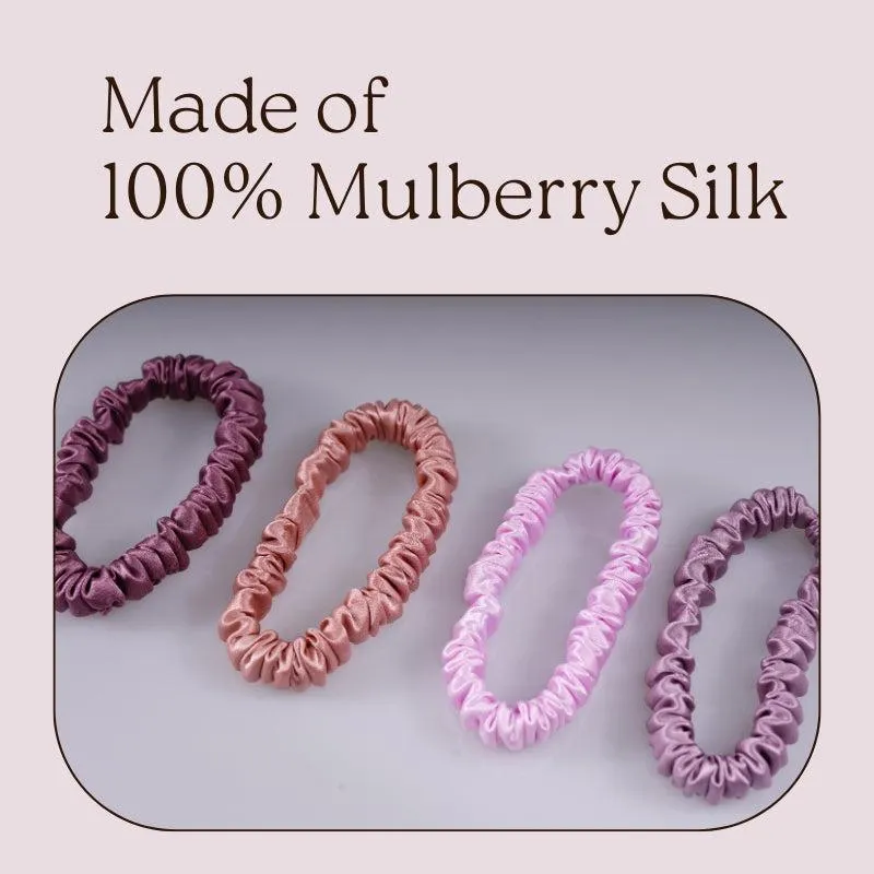 4 Pack Skinny Silk Scrunchies - Contrasting - dropshipping