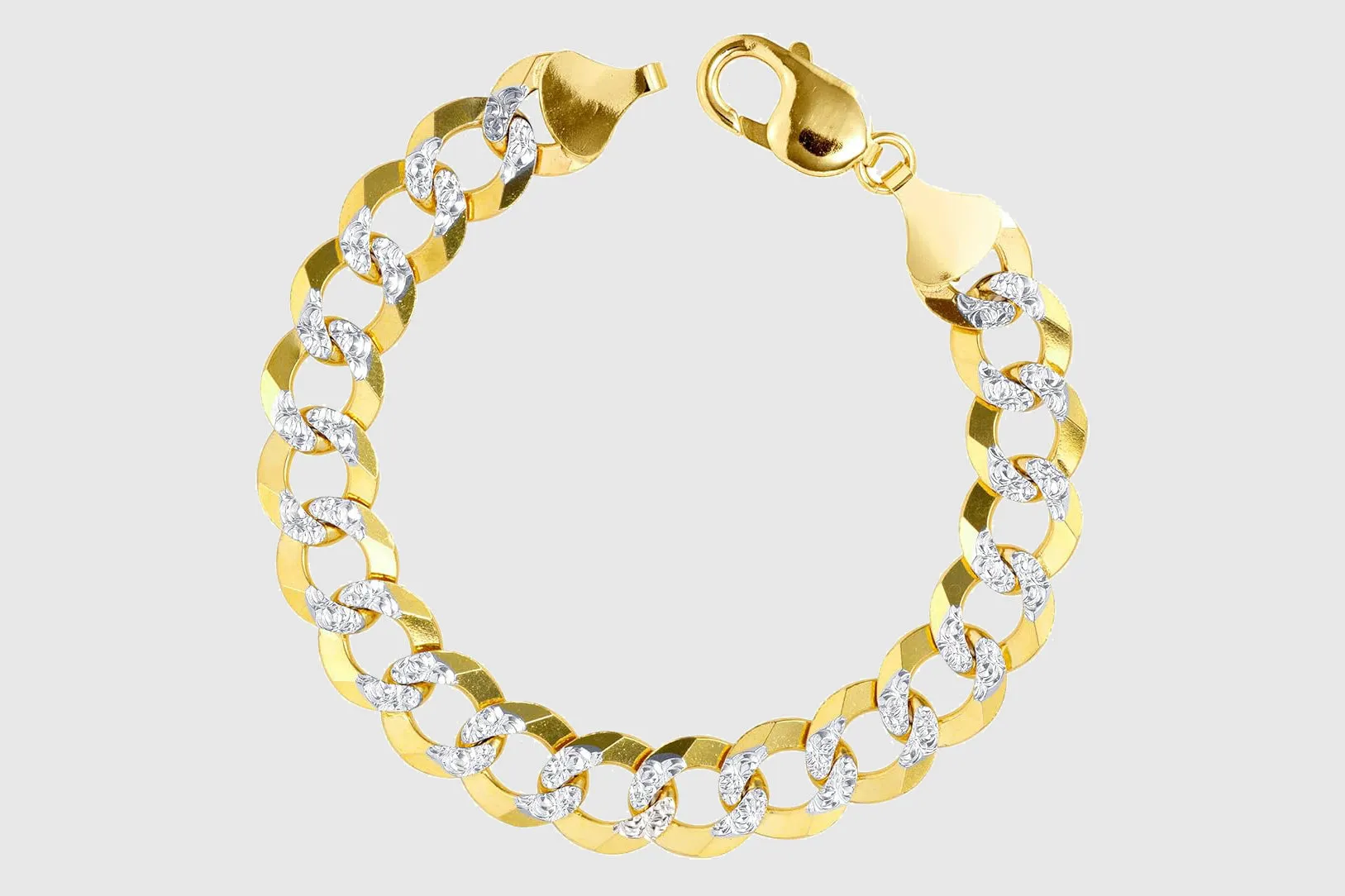 4mm - 16mm Solid Cuban Curb Diamond Cut Bracelet - 14k Yellow Gold