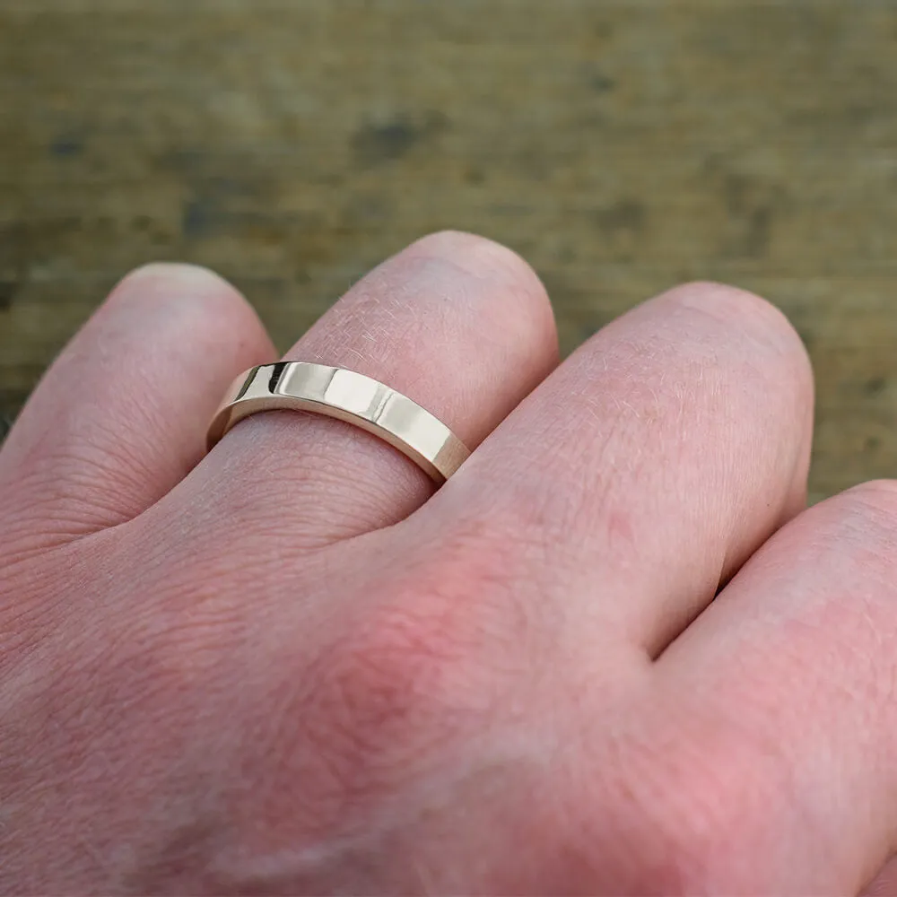 4mm Comfort Fit 14k White Gold Mens Wedding Band, Polished
