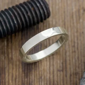 4mm Comfort Fit 14k White Gold Mens Wedding Band, Polished