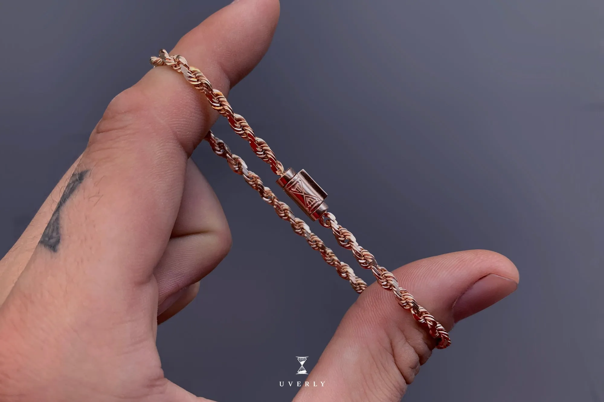4mm Rope Bracelet - Solid Gold - Barrel Lock