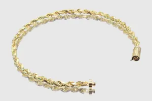 4mm Rope Bracelet - Solid Gold - Barrel Lock
