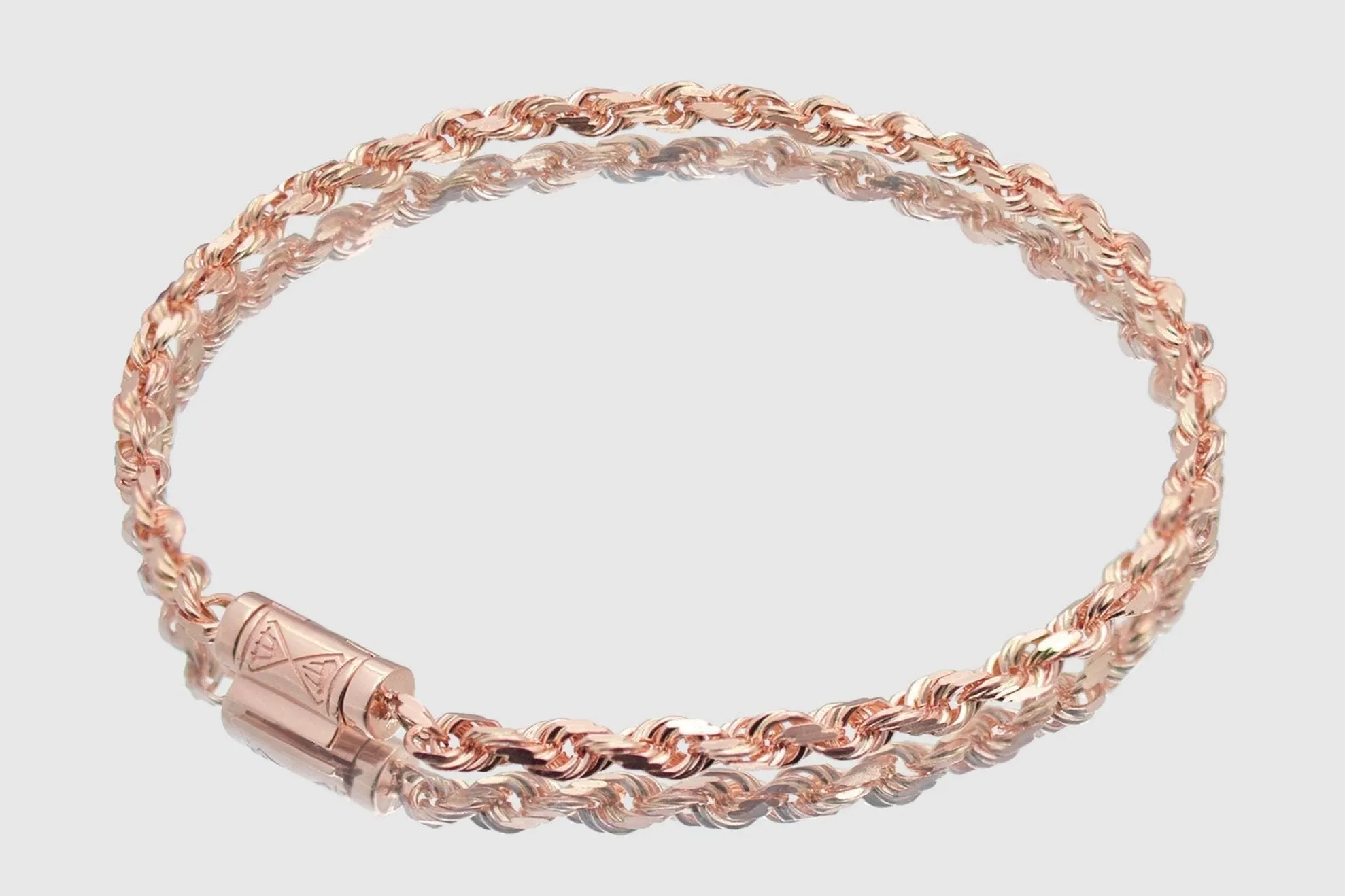 4mm Rope Bracelet - Solid Gold - Barrel Lock