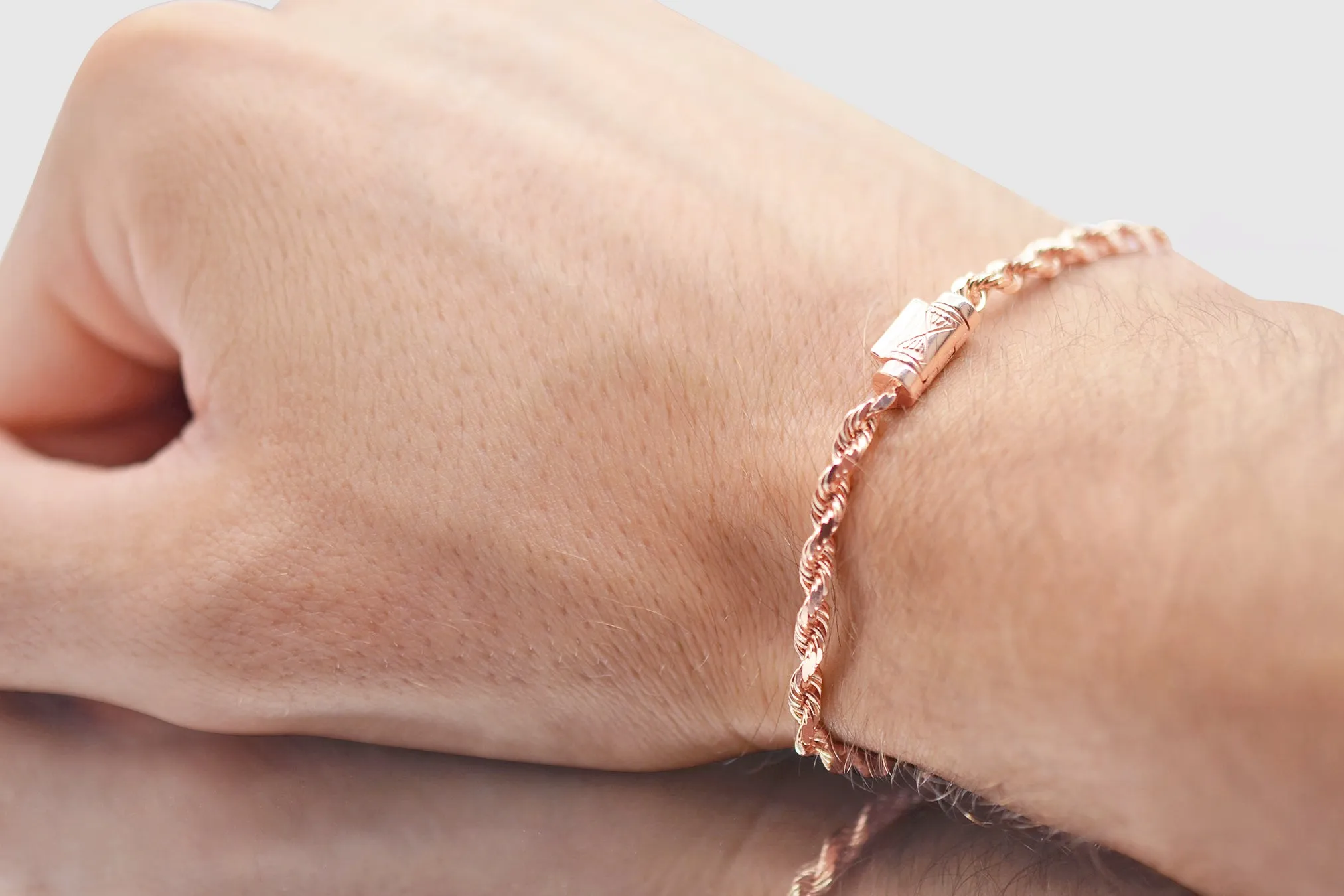4mm Rope Bracelet - Solid Gold - Barrel Lock