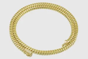 4mm Solid Miami Cuban Gold Diamond Lock Necklace