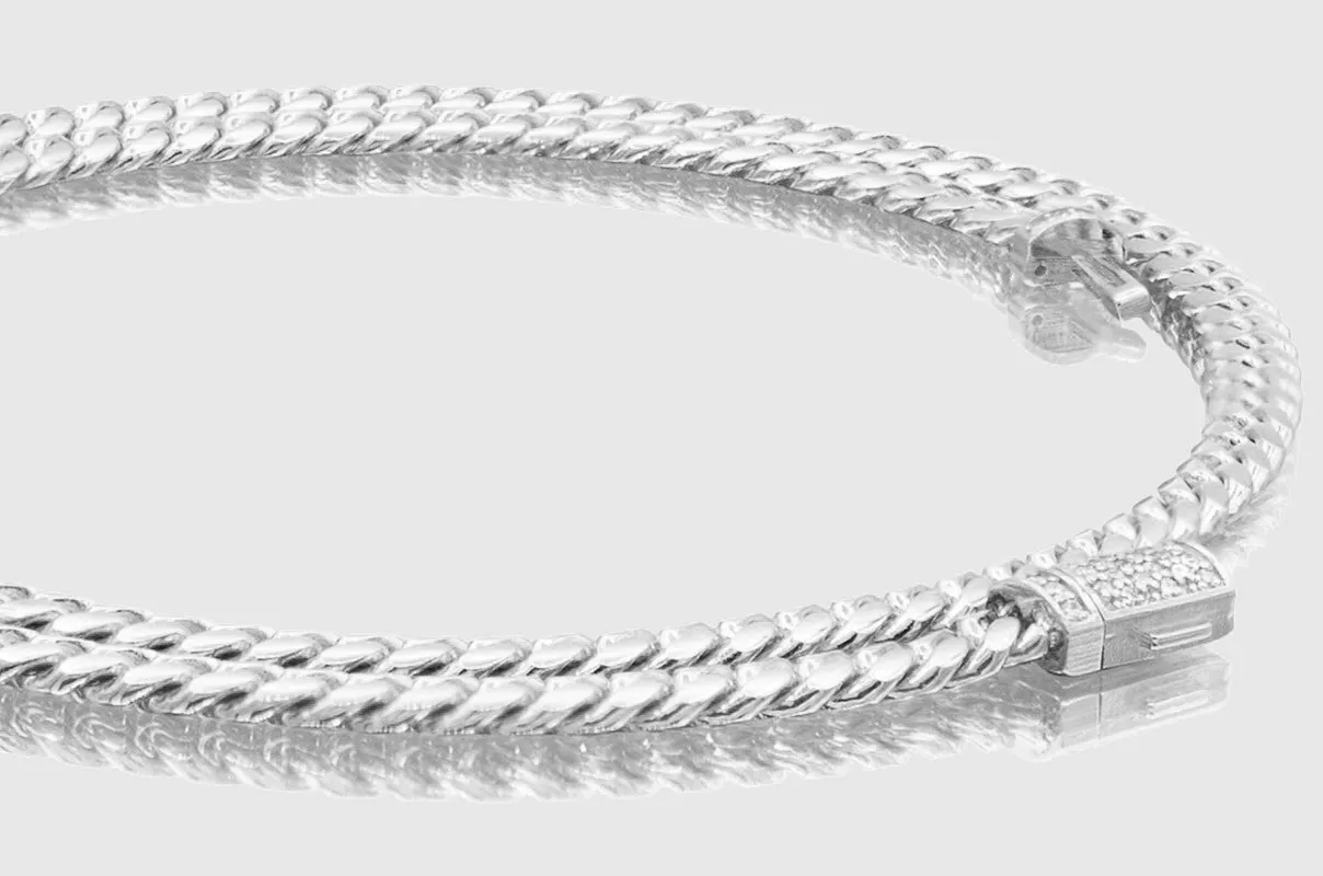 4mm Solid Miami Cuban Gold Diamond Lock Necklace