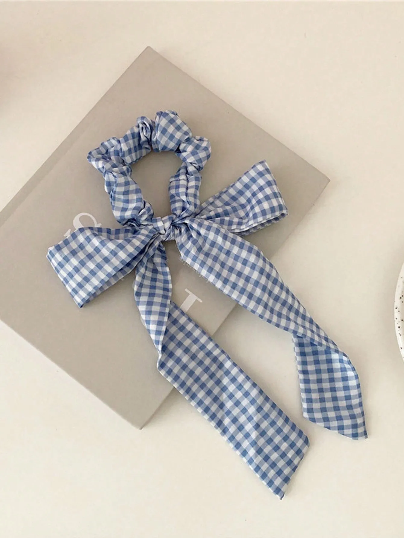 4pcs Floral & Polka Dot Print Bows Ponytail Hair Ties