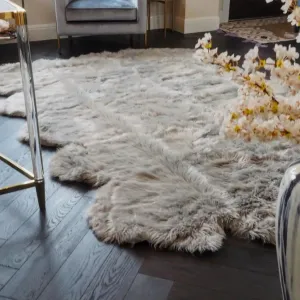 6' x 9' Artificial Wool Faux Fur Rug - Gray