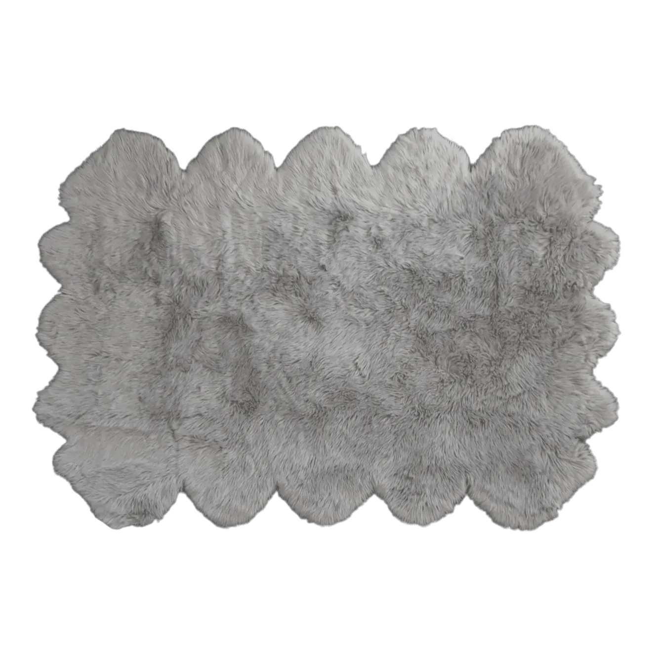 6' x 9' Artificial Wool Faux Fur Rug - Gray