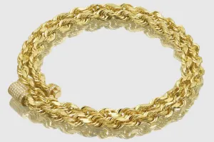 6mm Rope Necklace - Solid Gold - Diamond Lock