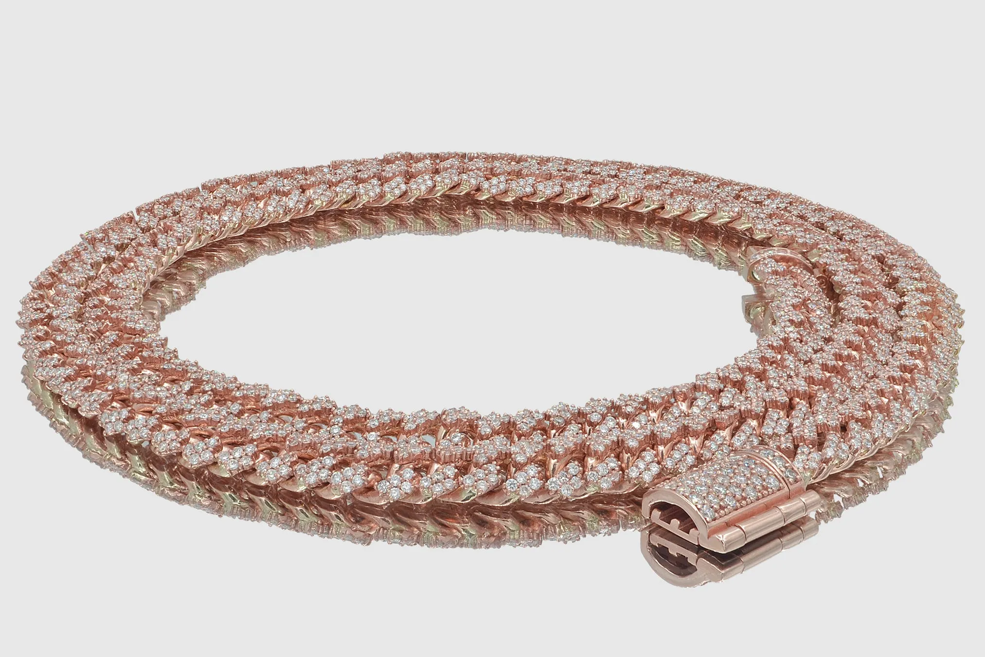 8mm Diamond Solid Gold Miami Cuban Prong Set Necklace