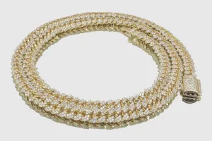 8mm Diamond Solid Gold Miami Cuban Prong Set Necklace