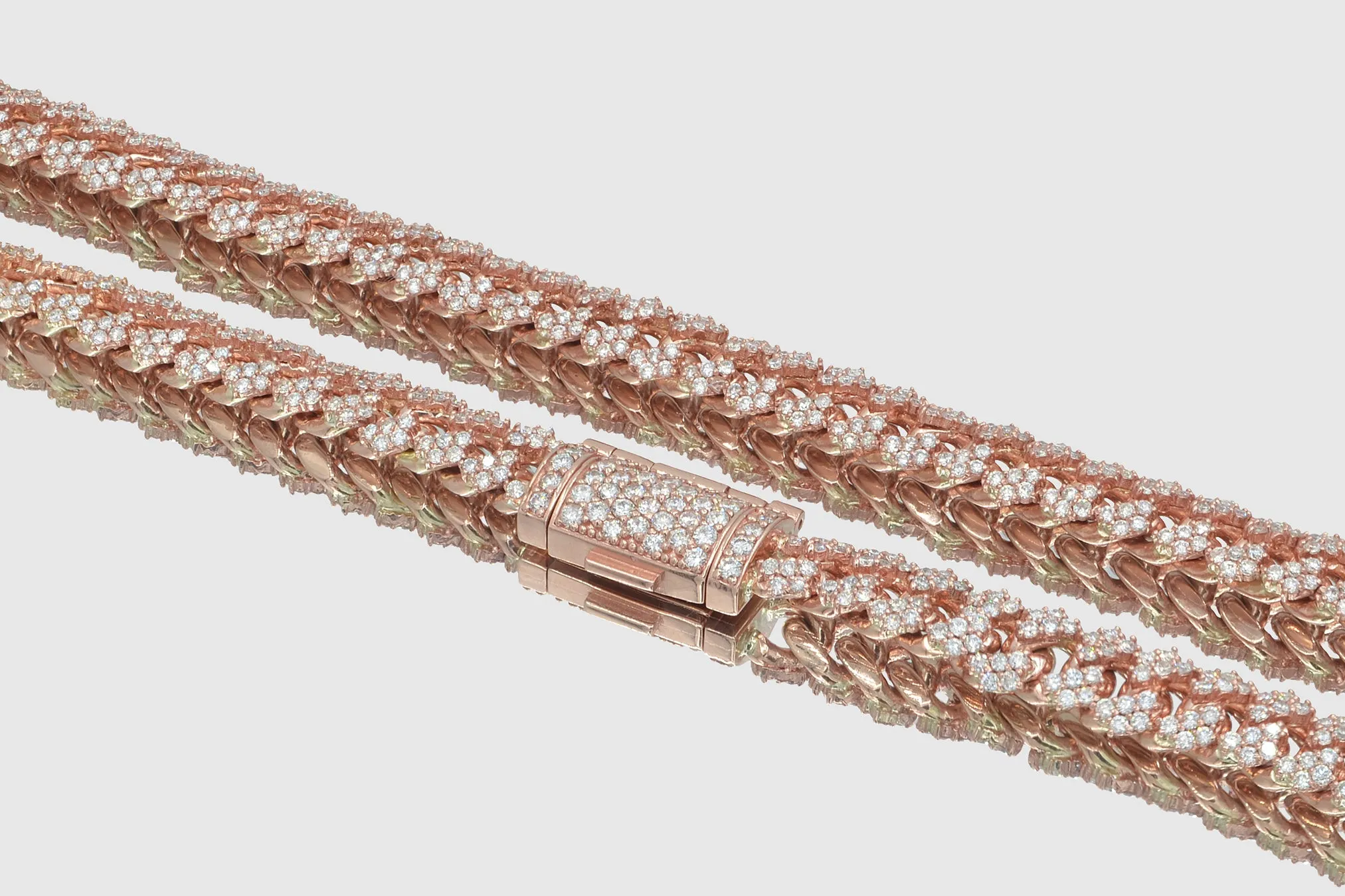 8mm Diamond Solid Gold Miami Cuban Prong Set Necklace