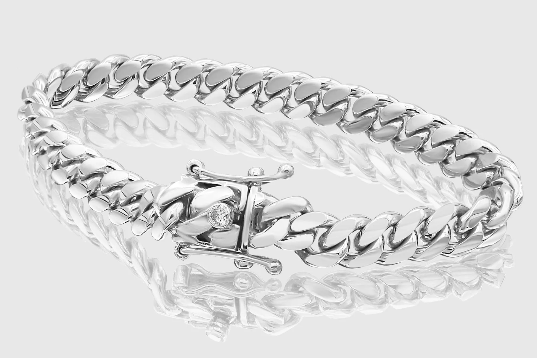 9mm Solid Miami Cuban Gold Diamond Button Bracelet