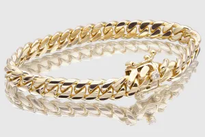 9mm Solid Miami Cuban Gold Diamond Button Bracelet
