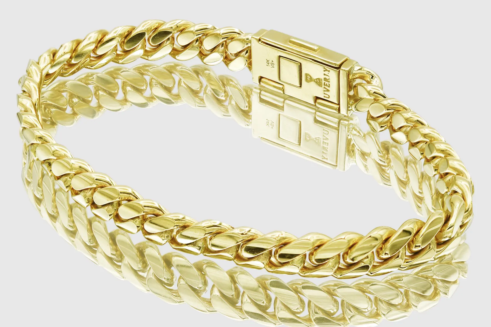 9mm Solid Miami Cuban Gold Diamond Lock Bracelet