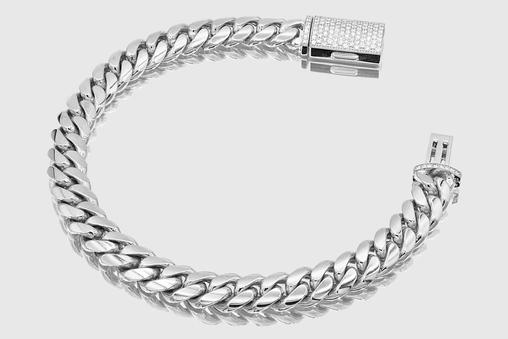 9mm Solid Miami Cuban Gold Diamond Lock Bracelet