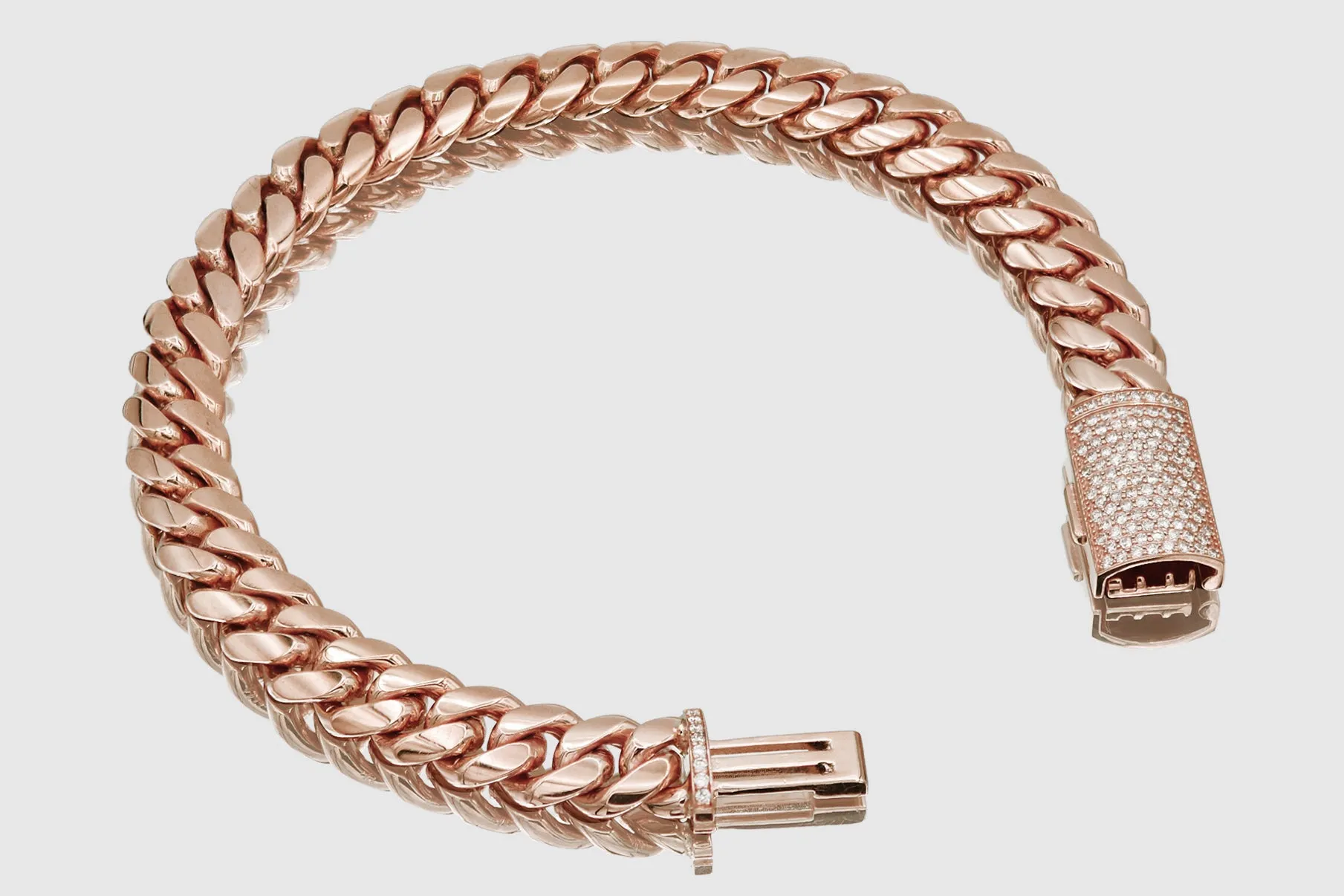 9mm Solid Miami Cuban Gold Diamond Lock Bracelet