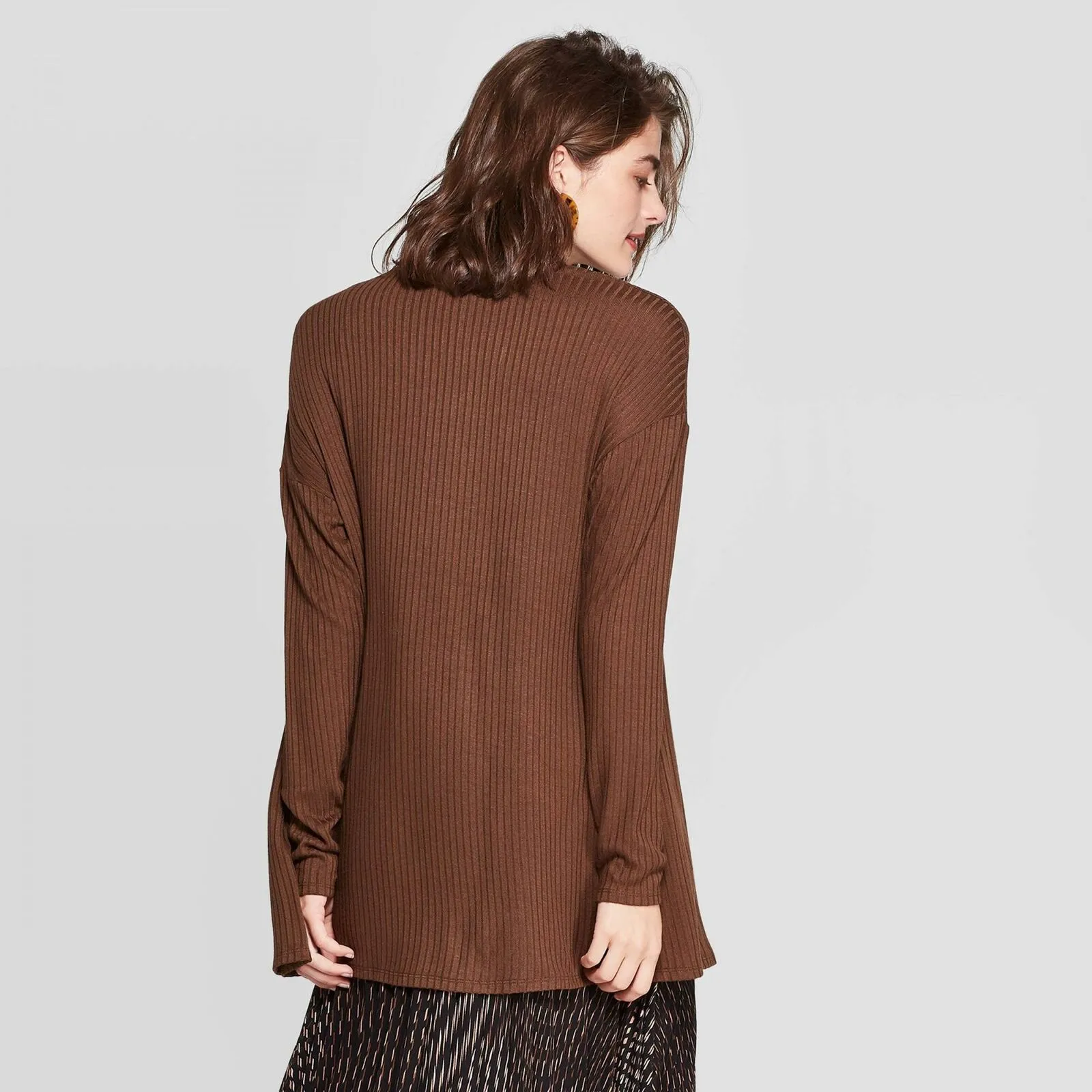 A New Day Women's Long Sleeve Open Neck Layering Rib Cardigan
